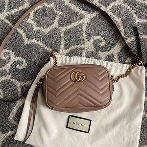 Gucci mini marmont matelasse bag in dusty pink
